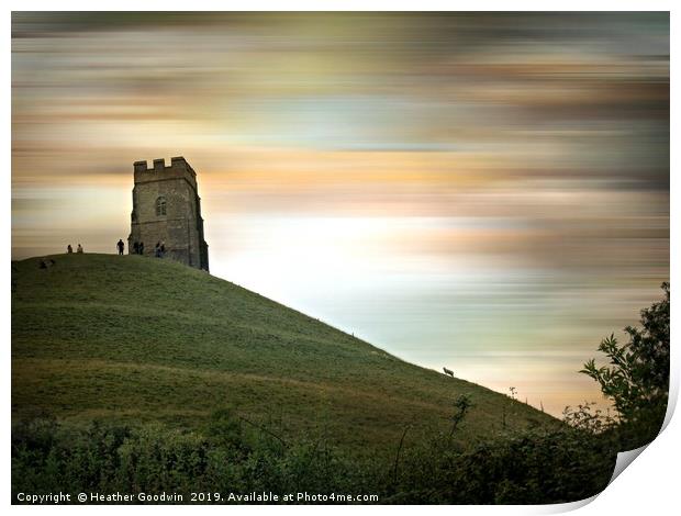 Evening At Glastonbury Print by Heather Goodwin