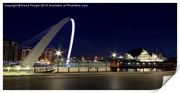 Gateshead Millennium Bridge and Sage Gateshead Print by David Pringle