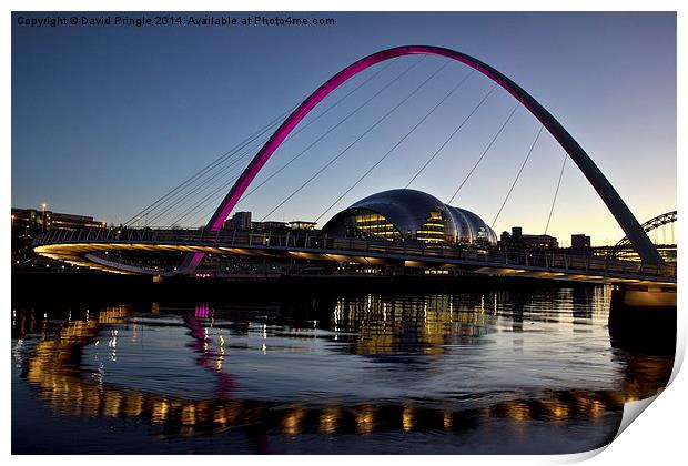 Gateshead Millennium Bridge and Sage Gateshead Print by David Pringle