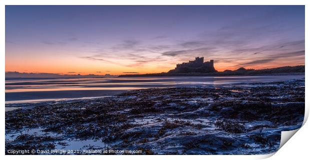 Bamburgh Castle at Sunrise Print by David Pringle