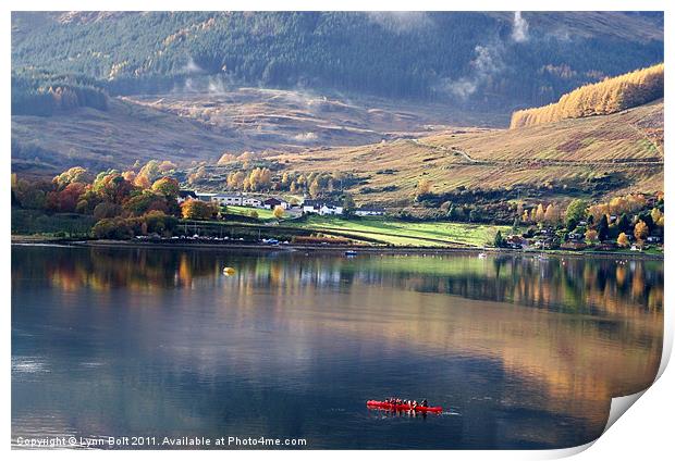 Canoeing on Loch Goil Print by Lynn Bolt
