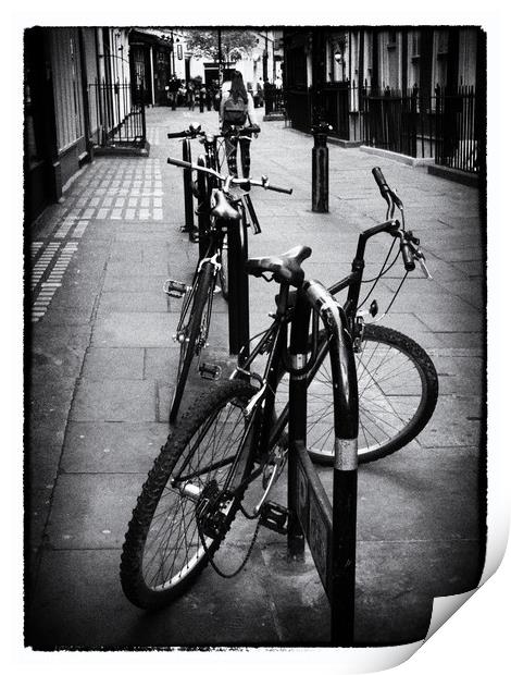 Bicycles in a London Street Print by Lynn Bolt