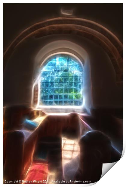 Pews in the window Print by Nathan Wright