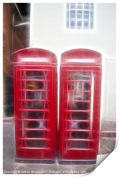 Phone boxes and a window Print by Nathan Wright