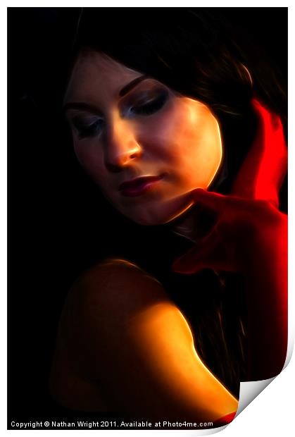 Abstract lady in red Print by Nathan Wright