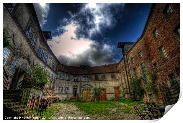 Old German court yard Print by Nathan Wright