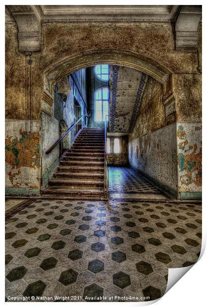 Bath house stairs Print by Nathan Wright