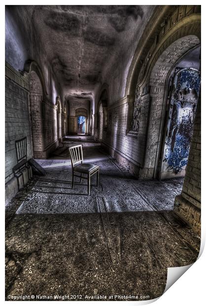 Old chair old hallway Print by Nathan Wright