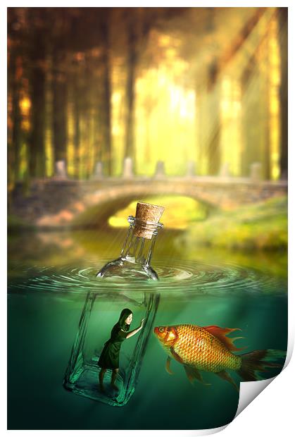 Message in a bottle Print by Nathan Wright