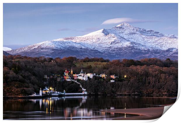 Portmeirion with Snowdon in the background Print by Rory Trappe
