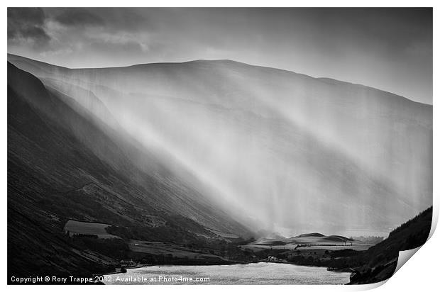 Heavy showers over Tal y Llyn Print by Rory Trappe