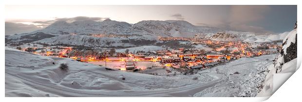 Blaenau Ffestiniog Winter Panoramic Print by Rory Trappe