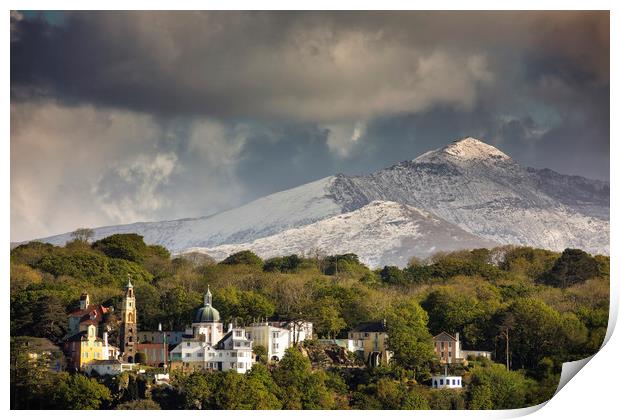 Portmeirion with Snowdon in the background  Print by Rory Trappe