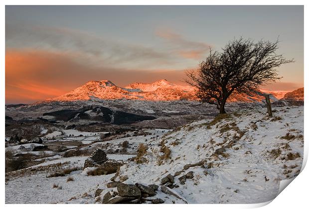 Sunrise over the Moelwyn range Print by Rory Trappe