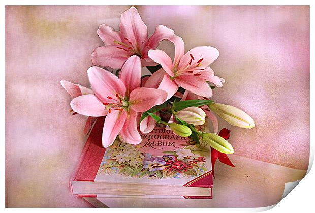 Pink Lilies . Print by Irene Burdell