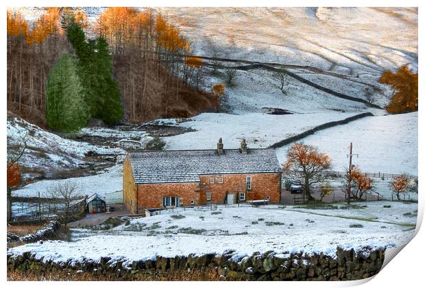 Snow on the Trough of Bowland. Print by Irene Burdell