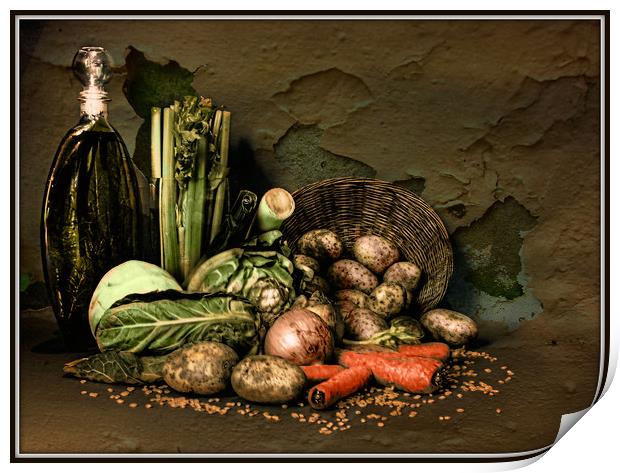 Still life with vegetables. Print by Irene Burdell