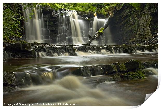 Scarloom Waterfall, Holden, Lancashire Print by Steve Liptrot