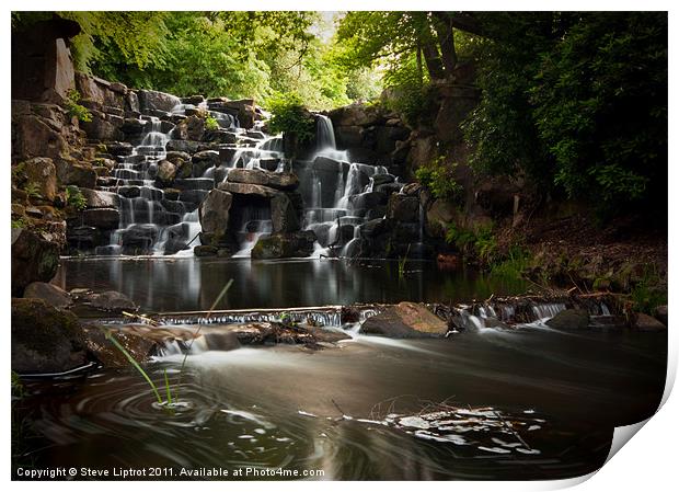 Virginia Water Cascades Print by Steve Liptrot