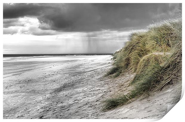 Passing Storm on Bamburgh Beach Print by Kevin Tate
