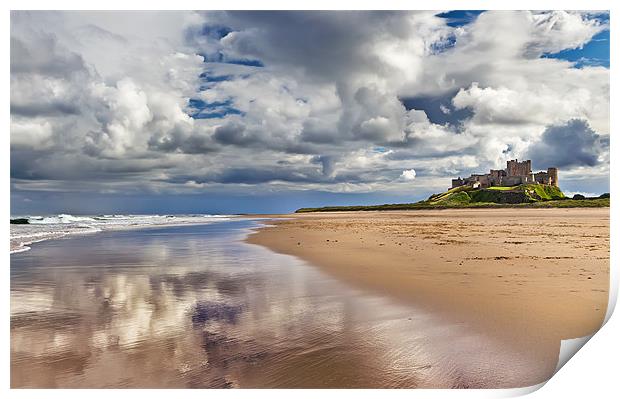 Bamburgh Castle and Beach Print by Kevin Tate