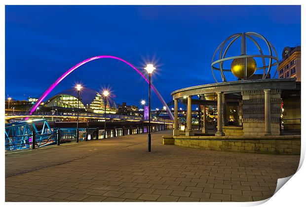 Newcastle Quayside from the Swirle Pavilion. Print by Kevin Tate