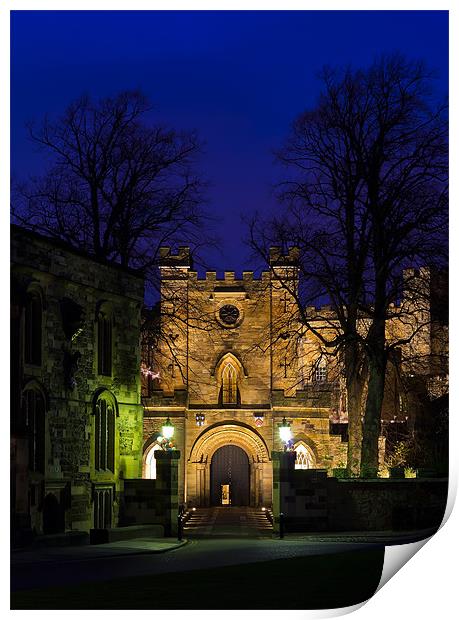 Durham castle Gate at night. Print by Kevin Tate
