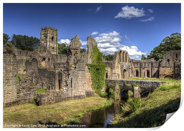 Fountains Abbey Print by Kevin Tate