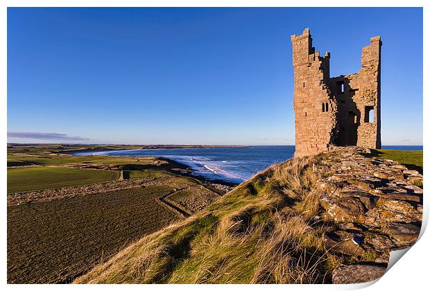 Dunstanburgh Castle Tower Print by Kevin Tate