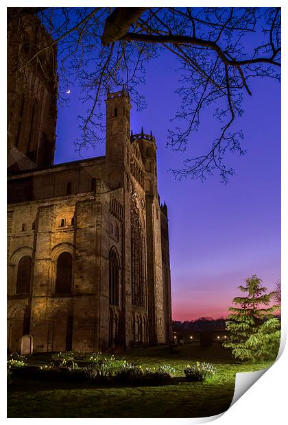 Durham Cathderal early night sky Print by Kevin Tate