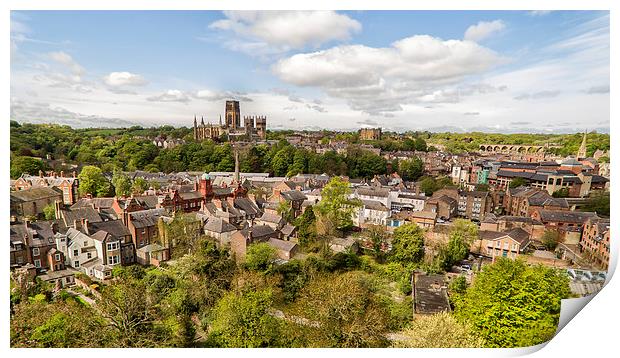 Durham Cathedral above the city Print by Kevin Tate