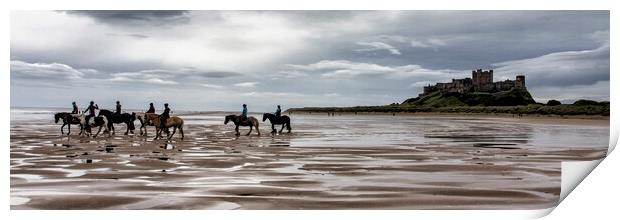 Bamburgh Beach and Horses Print by Northeast Images