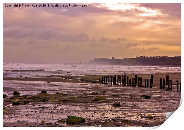 Evening on the Beach Print by Trevor Kersley RIP