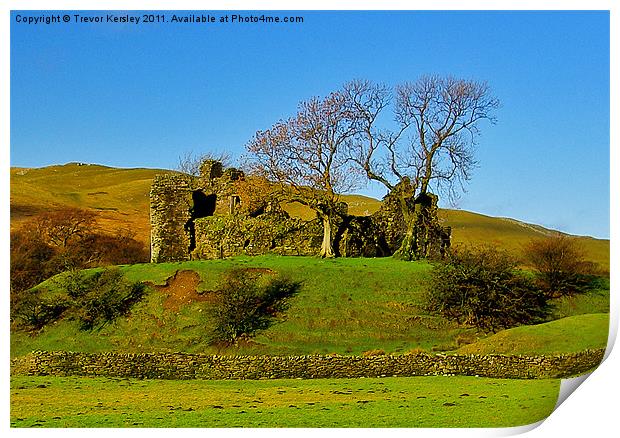 Pendragon Castle Ruins Print by Trevor Kersley RIP