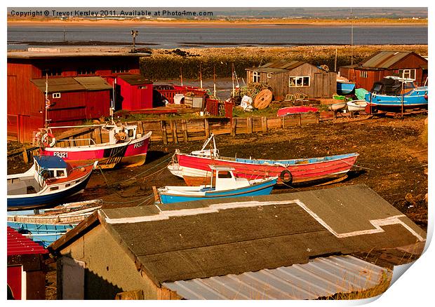 Fishermens Huts Paddys Hole Print by Trevor Kersley RIP