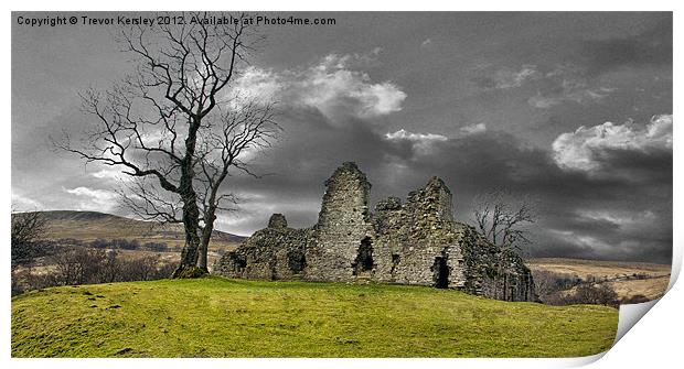 Pendragon Castle Ruins Print by Trevor Kersley RIP