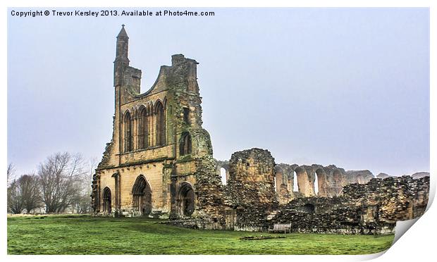 Byland Abbey Ruins Print by Trevor Kersley RIP