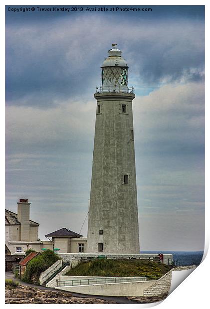 St Marys Lighthouse Print by Trevor Kersley RIP