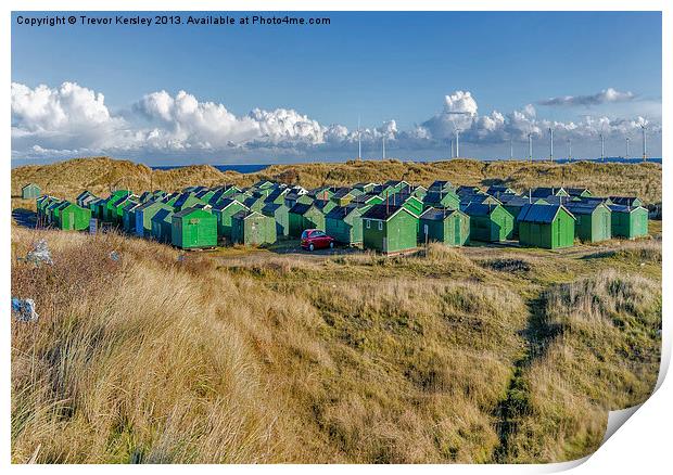 Fishermens Huts Paddys Hole Print by Trevor Kersley RIP
