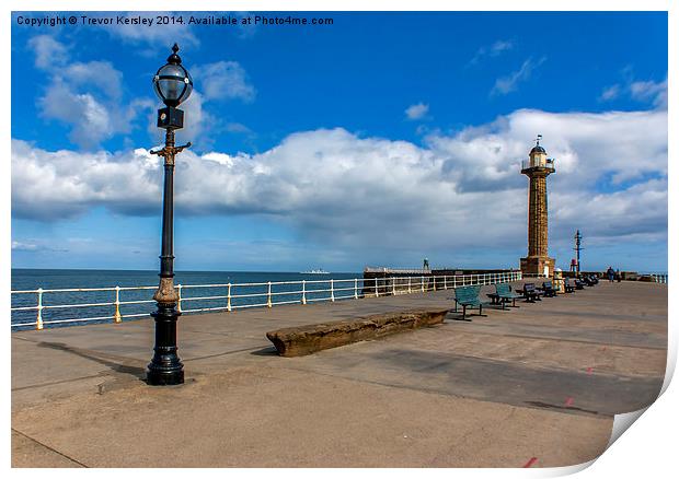 Whitby Harbour Walkway Print by Trevor Kersley RIP