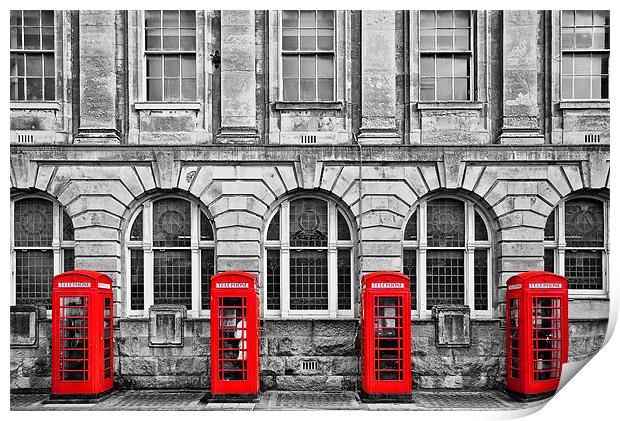 Red Telephone Boxes Print by Jason Connolly