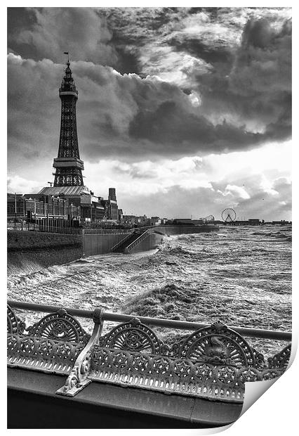 Moody Skies At Blackpool Print by Jason Connolly