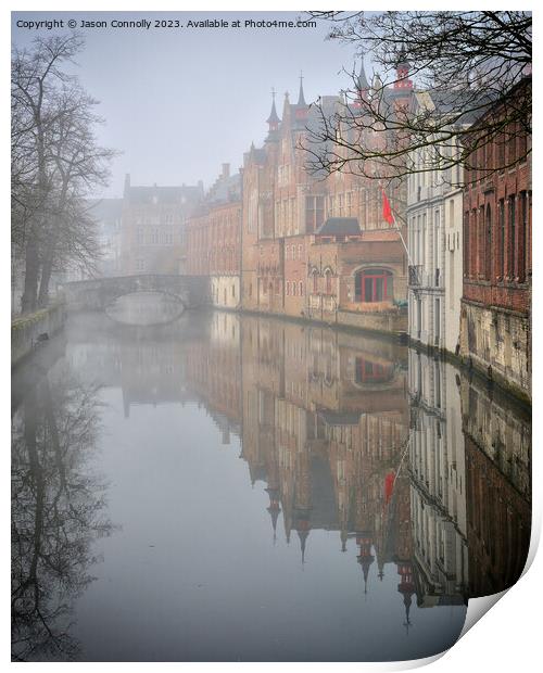 Misty Morning In Bruges Print by Jason Connolly