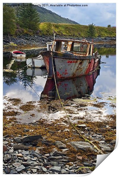 Old Boats At Loch Leven Print by Jason Connolly