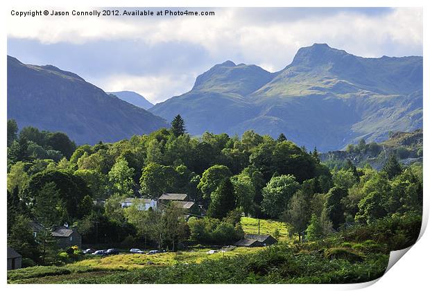The Langdales Print by Jason Connolly