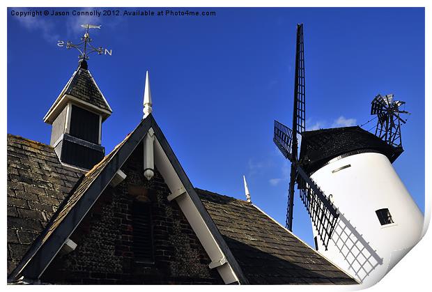 Lytham Windmill And Lifeboat House Print by Jason Connolly