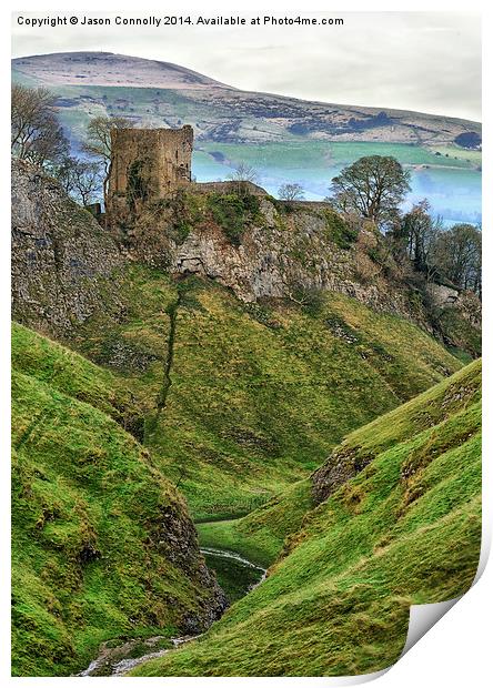  Peveril Castle And Cave Dale Print by Jason Connolly