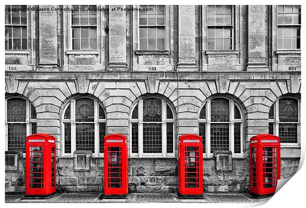  Red Telephone Boxes Print by Jason Connolly