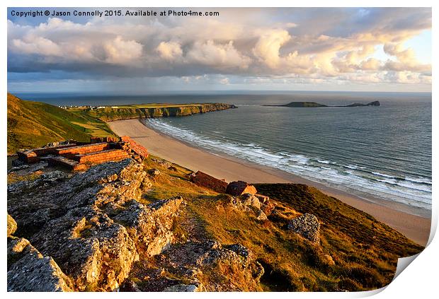  Rhossili Golden Hour Print by Jason Connolly