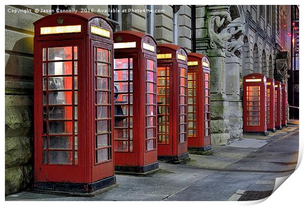 Red Telephone Boxes Print by Jason Connolly